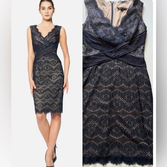 Tadashi Shoji Midnight Lace Midi Dress - Picture 1 of 16